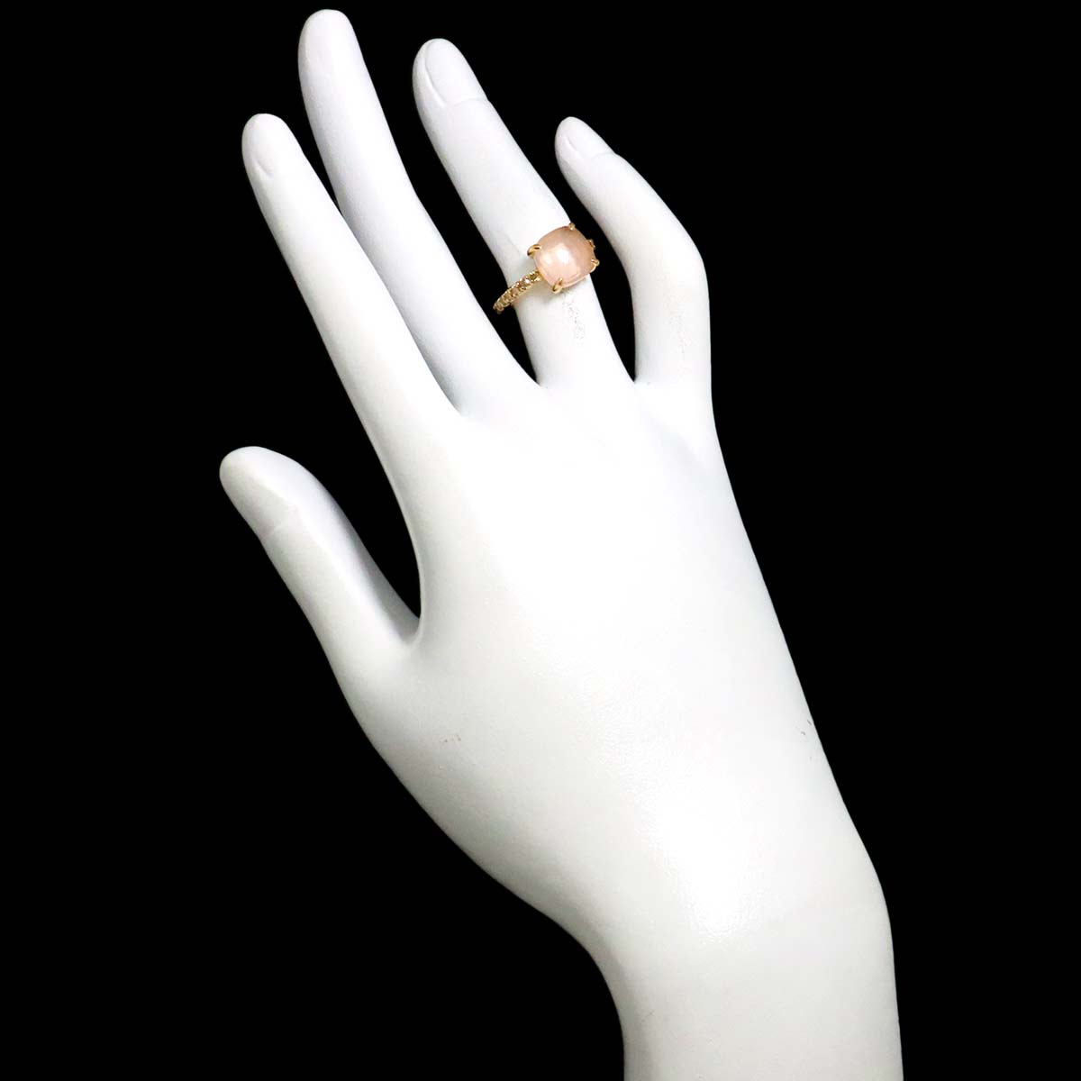 Quartz Diamond Ring 18K PG WG 750 5.25(US)