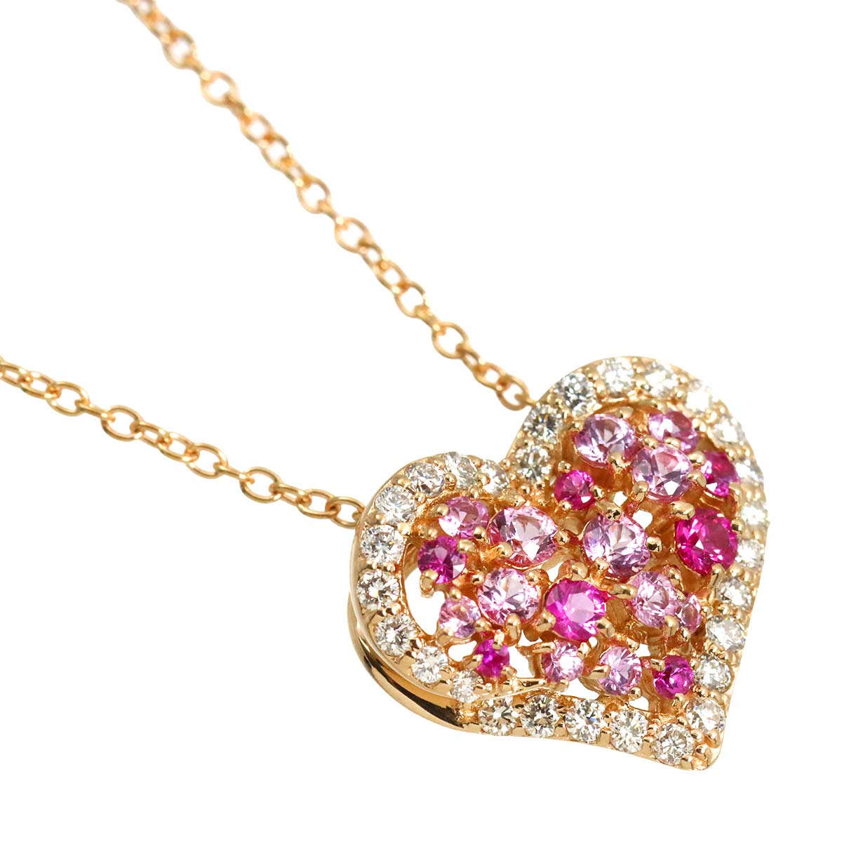 Sapphire 0.68ct Diamond 0.36ct Necklace 18K PG 750