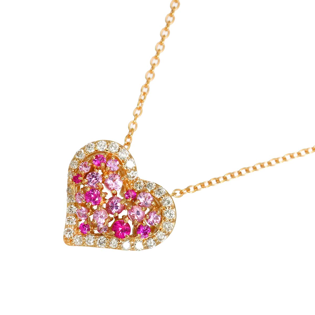 Sapphire 0.68ct Diamond 0.36ct Necklace 18K PG 750