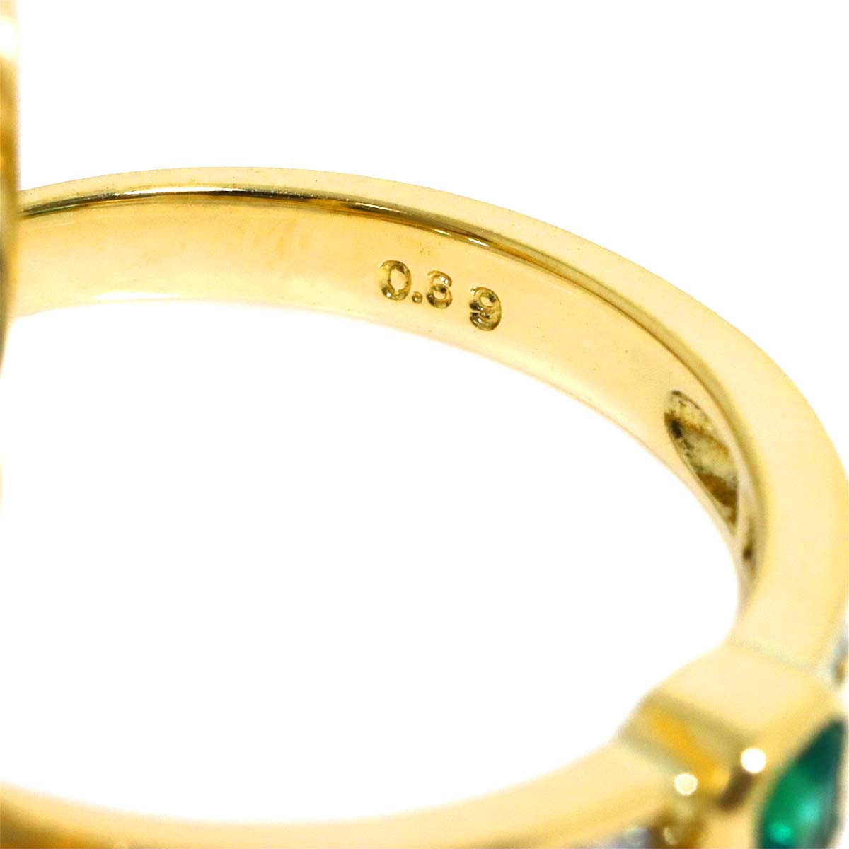 Emerald Diamond 0.69ct Ring 18K YG 750 Size7.5(US)