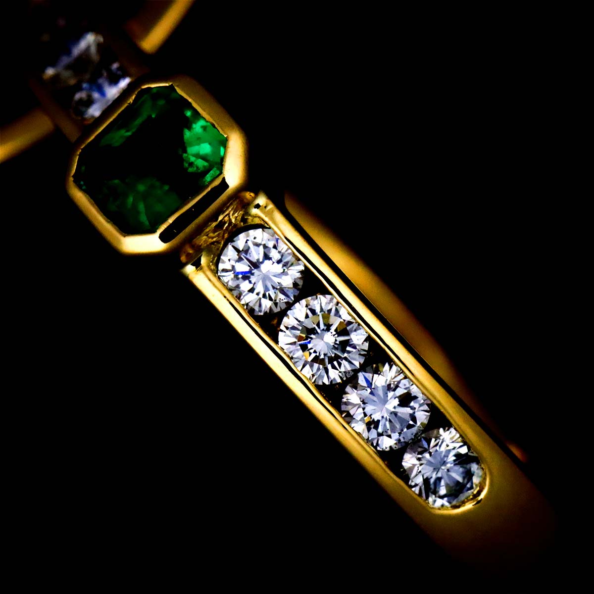 Emerald Diamond 0.69ct Ring 18K YG 750 Size7.5(US)