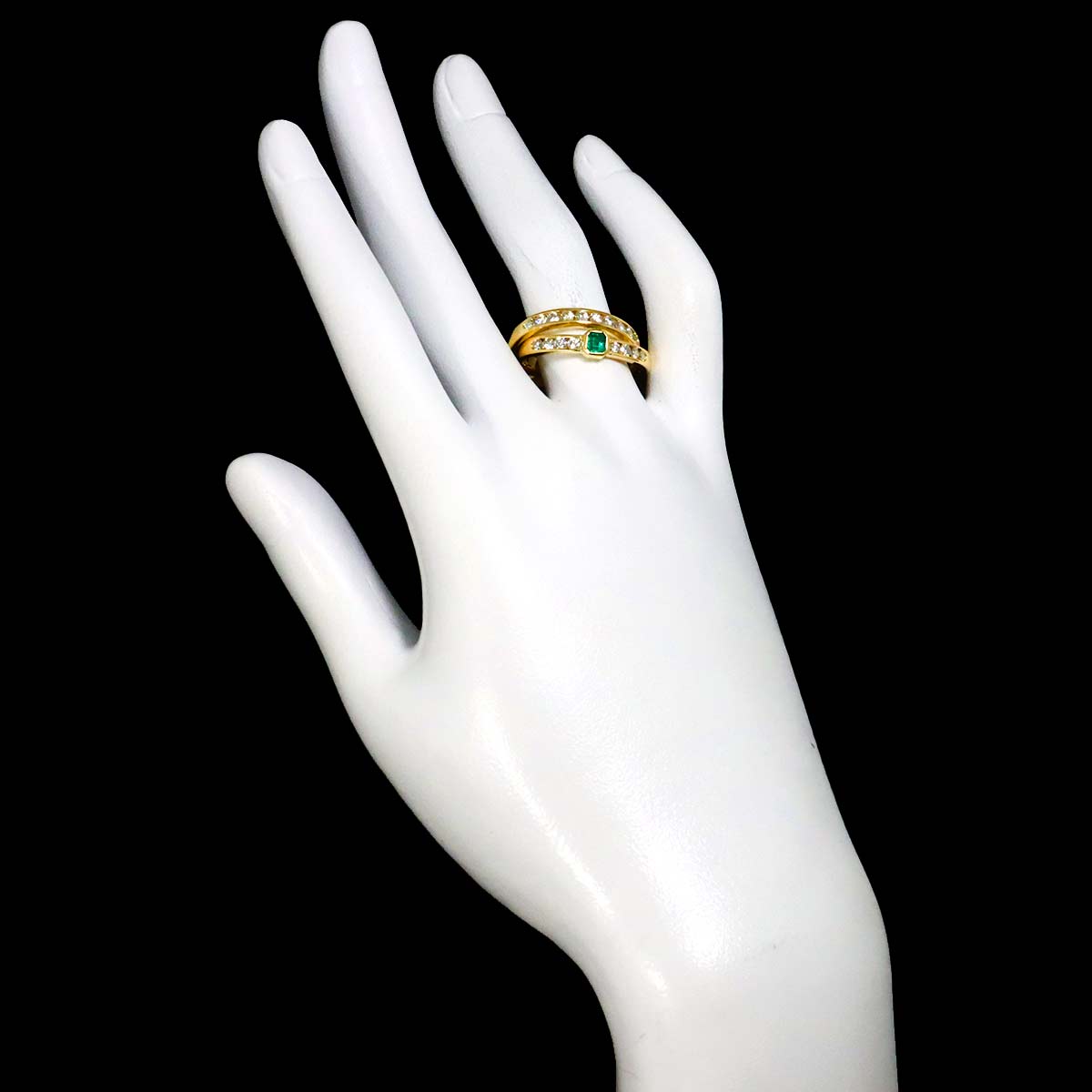 Emerald Diamond 0.69ct Ring 18K YG 750 Size7.5(US)