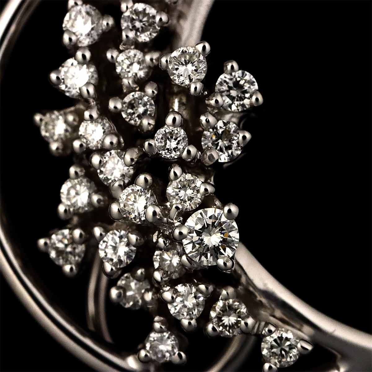Diamond Earrings Pierced 18K K18 WG 750
