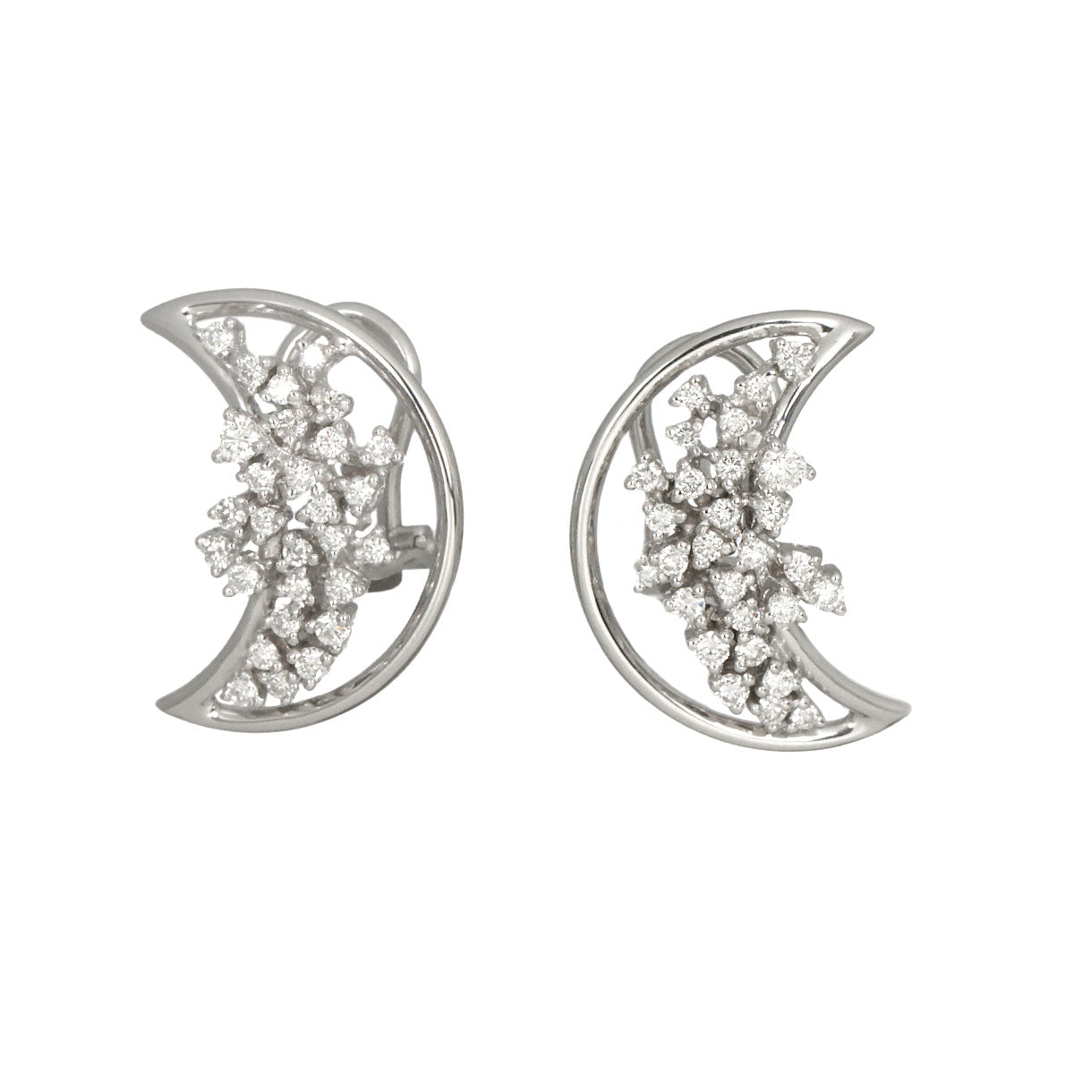 Diamond Earrings Pierced 18K K18 WG 750
