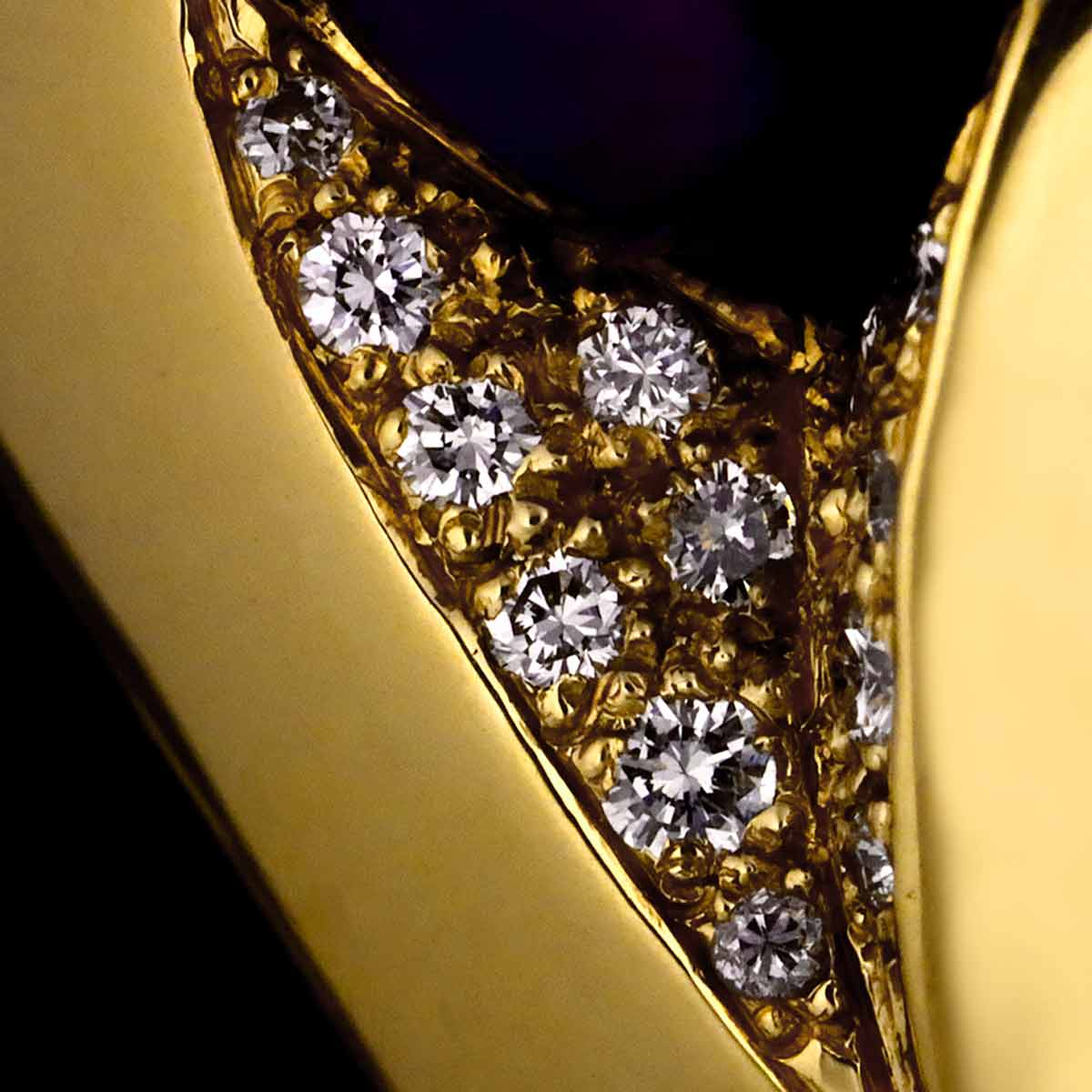 Amethyst Diamond Ring 18K YG Size5.25-5.5