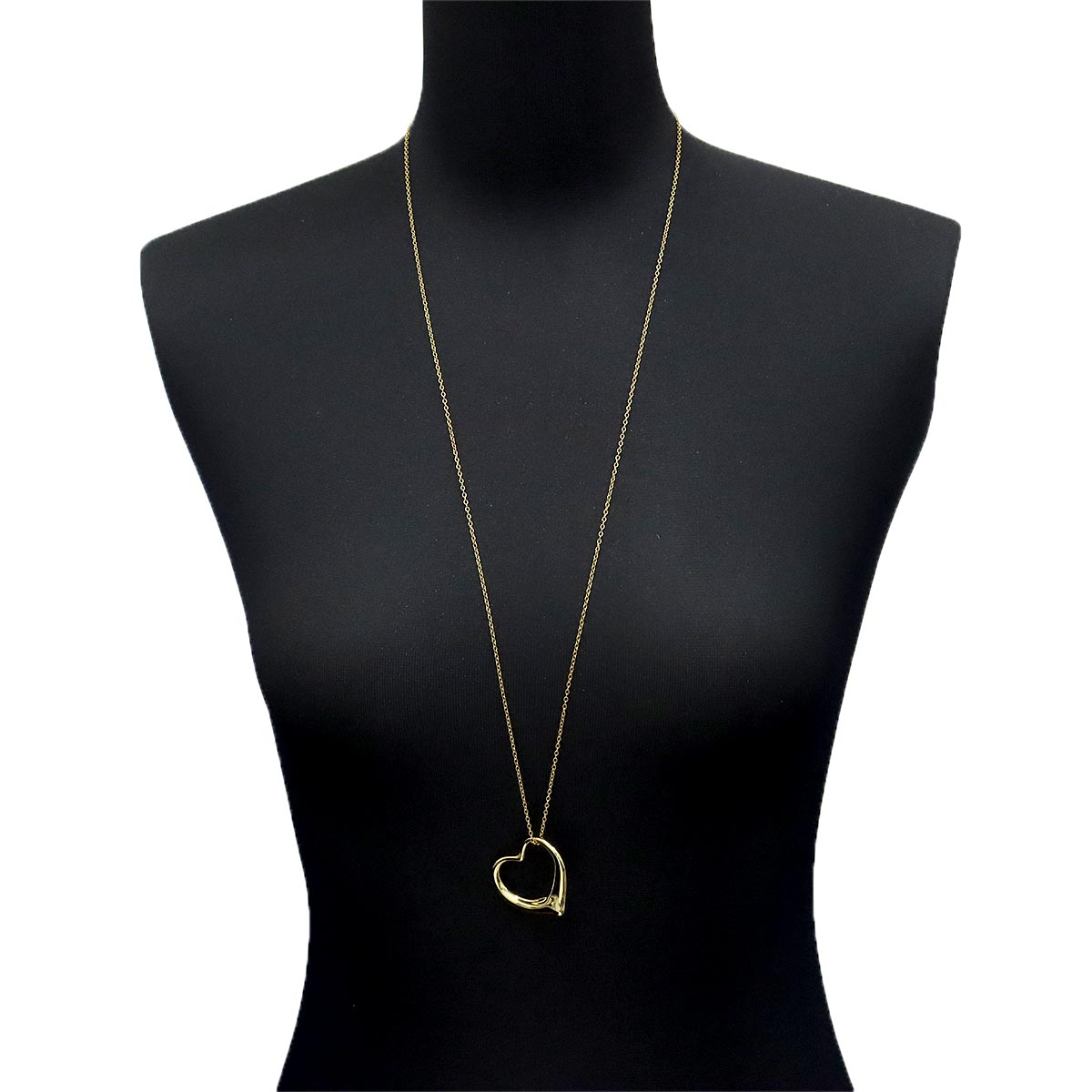 Open Heart Long Necklace 18K Yellow Gold 750