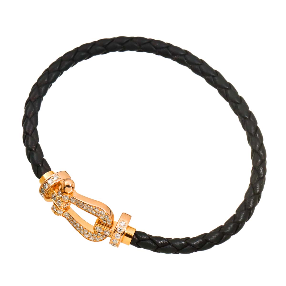 Force 10 LM Diamond Bracelet 18K PG 750 Leather Steel size18