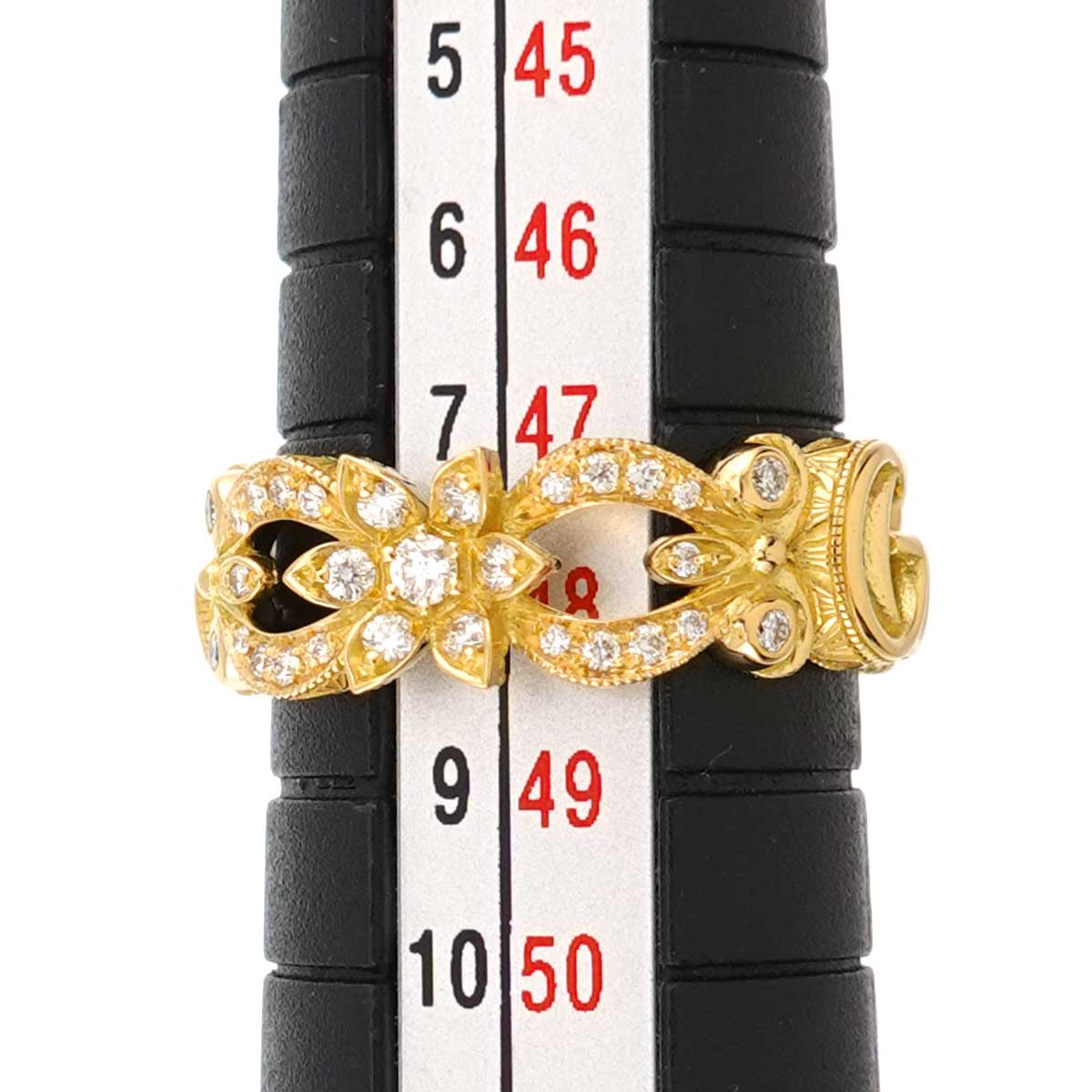 Flora Ring Diamond 18K Yellow Gold 750 Size8 4.5(US)