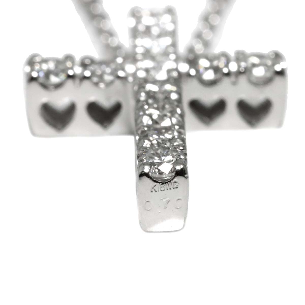 Cross Motif Diamond 0.70ct Necklace 18K White Gold 750