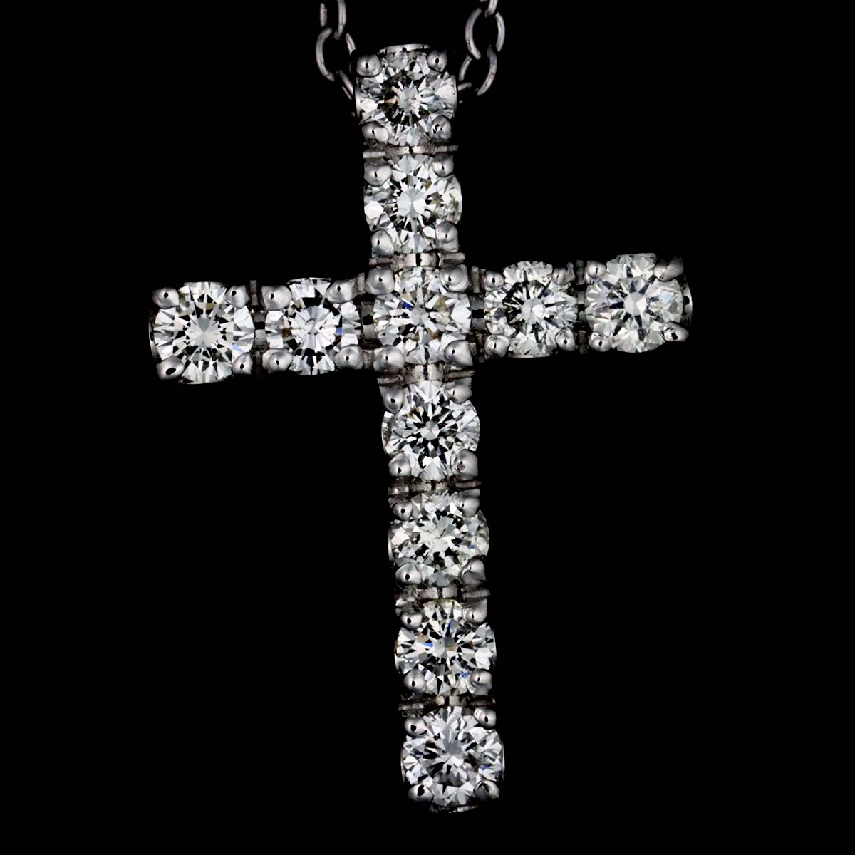 Cross Motif Diamond 0.70ct Necklace 18K White Gold 750