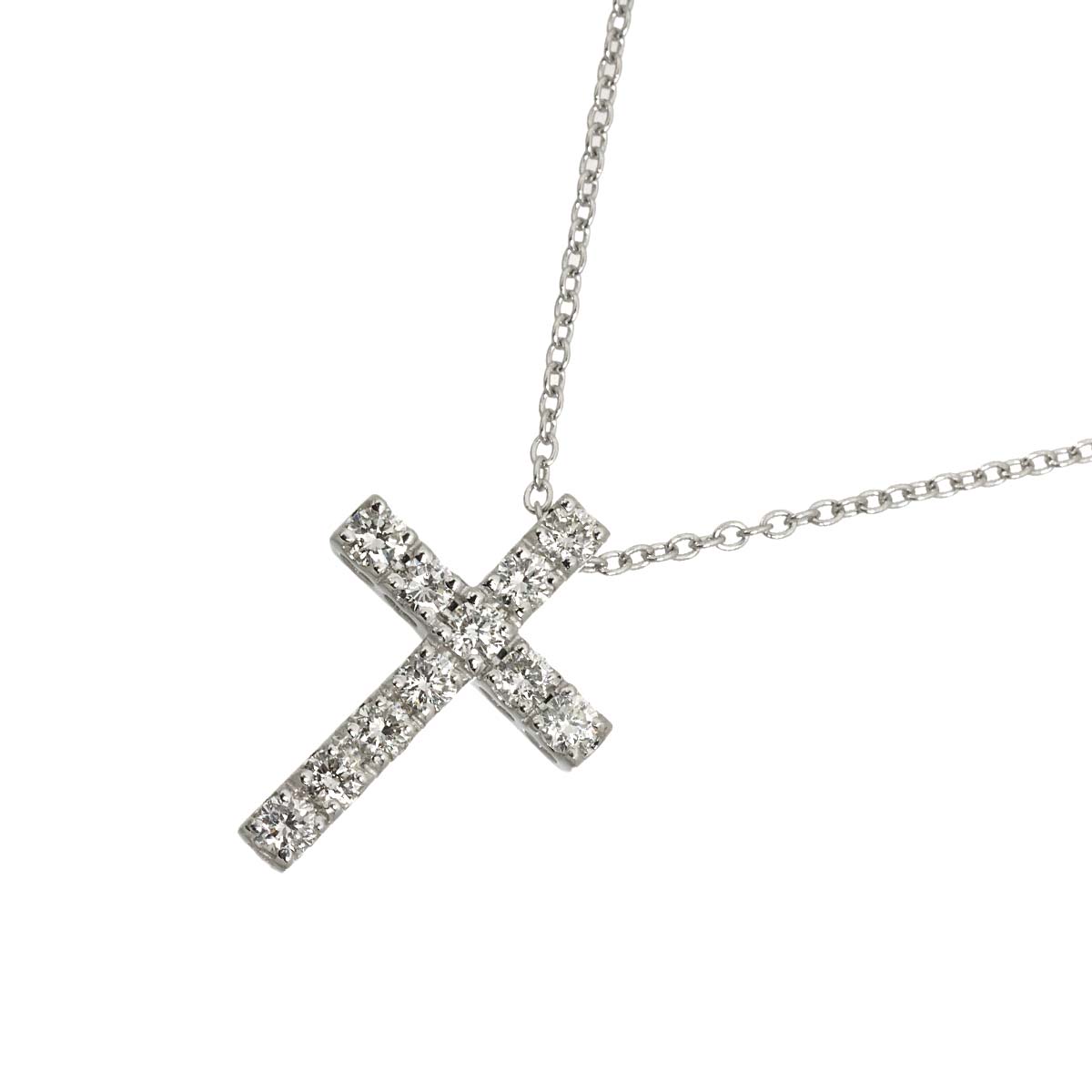 Cross Motif Diamond 0.70ct Necklace 18K White Gold 750