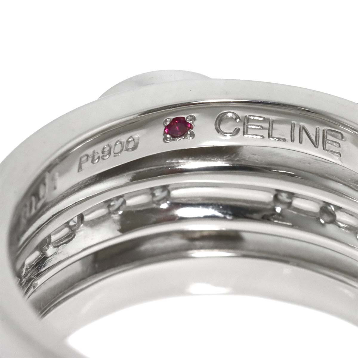 Diamond 0.30ct Ruby 0.01ct Ring Pt Platinum Size6.25-6.5(US)