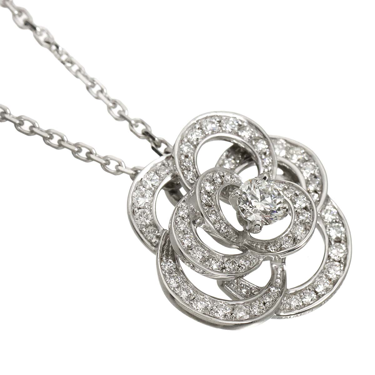 Camelia Necklace MM Diamond 18K White Gold 750