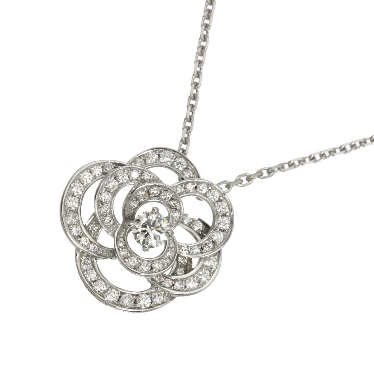 Camelia Necklace MM Diamond 18K White Gold 750