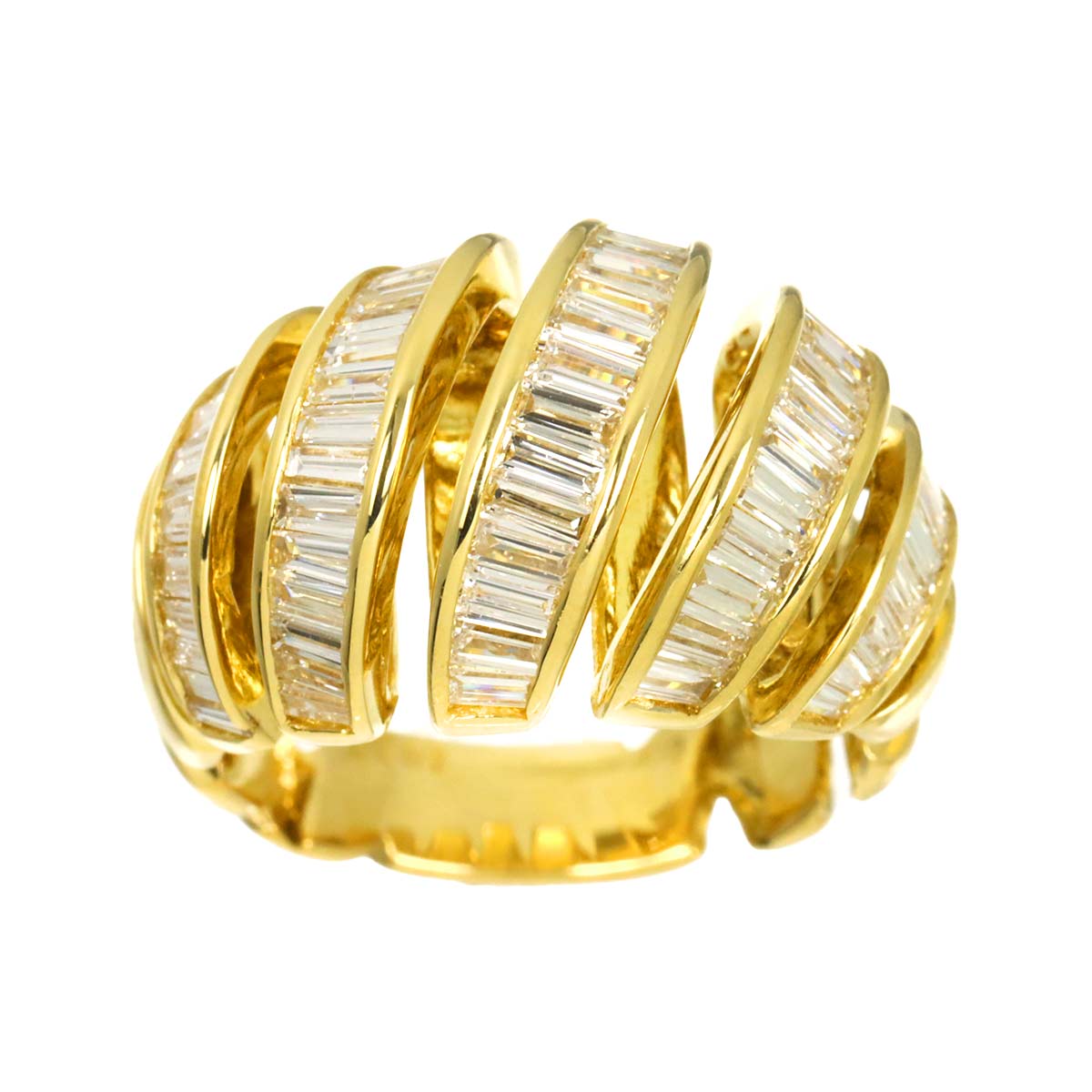 Diamond 2.07ct Ring 18K YG Yellow Gold 750 Size4.75-5(US)