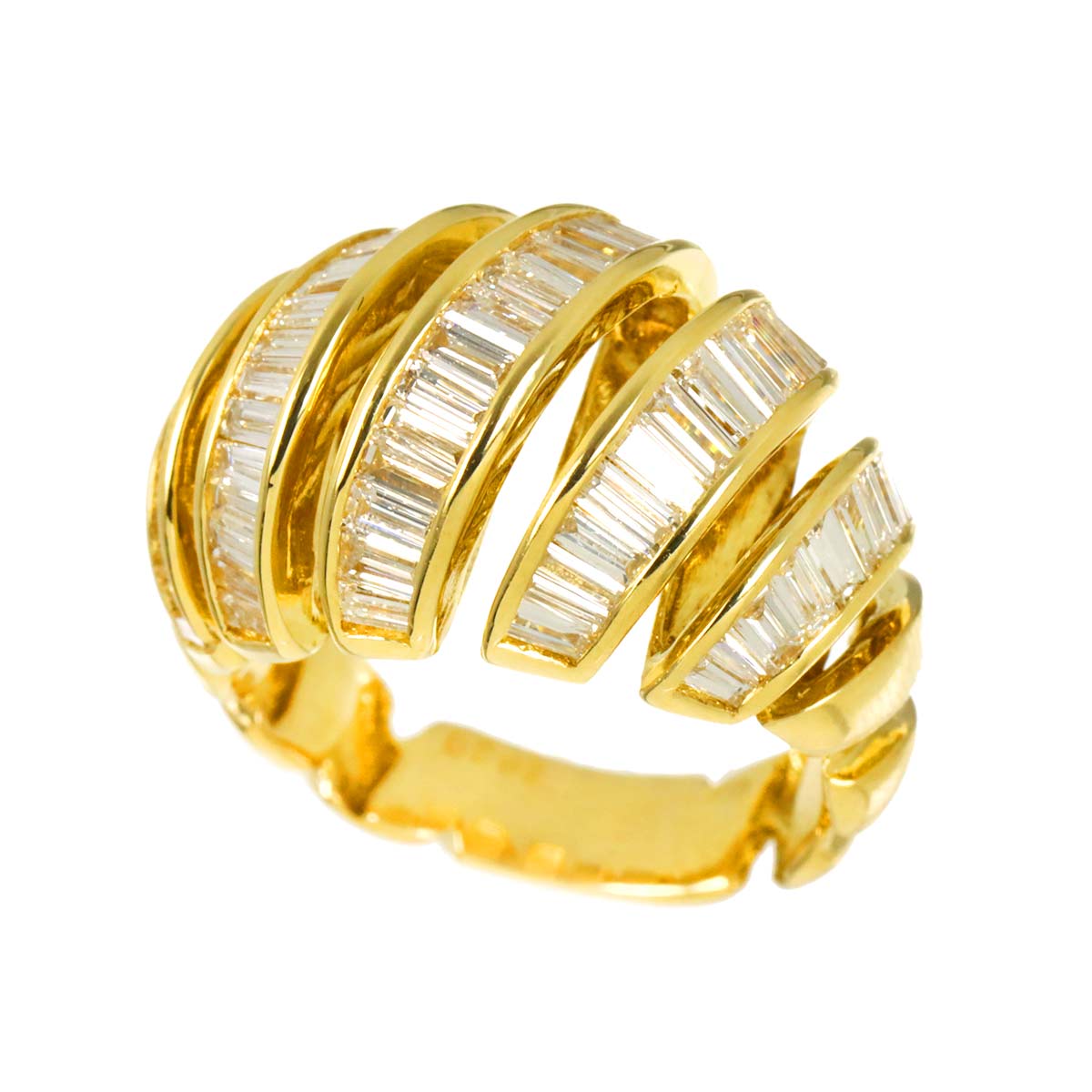 Diamond 2.07ct Ring 18K YG Yellow Gold 750 Size4.75-5(US)