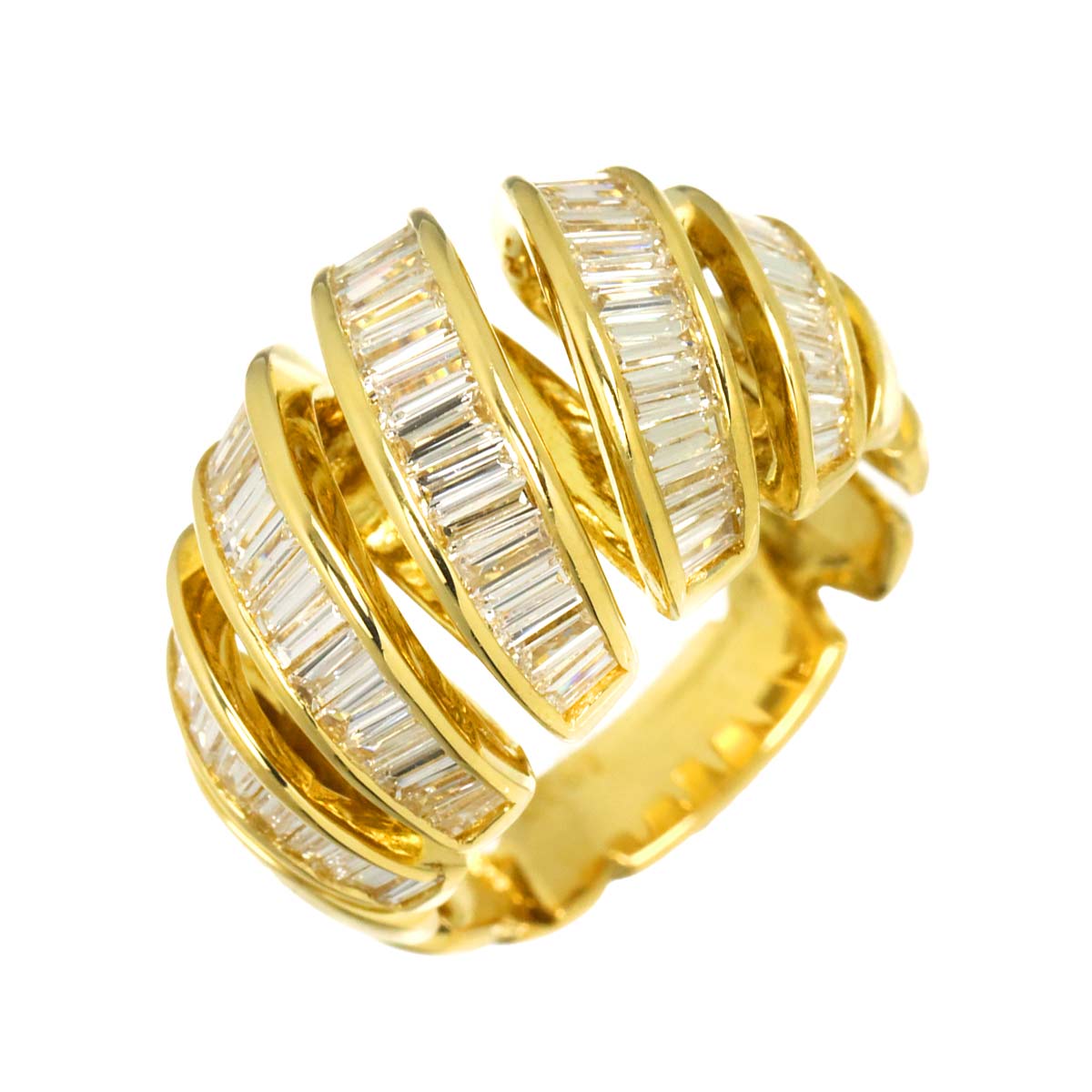 Diamond 2.07ct Ring 18K YG Yellow Gold 750 Size4.75-5(US)