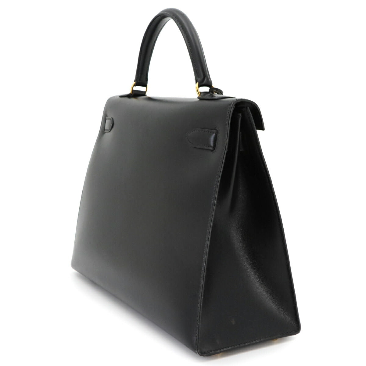 Kelly 32 Box calf Black Hand Bag Vintage Purse