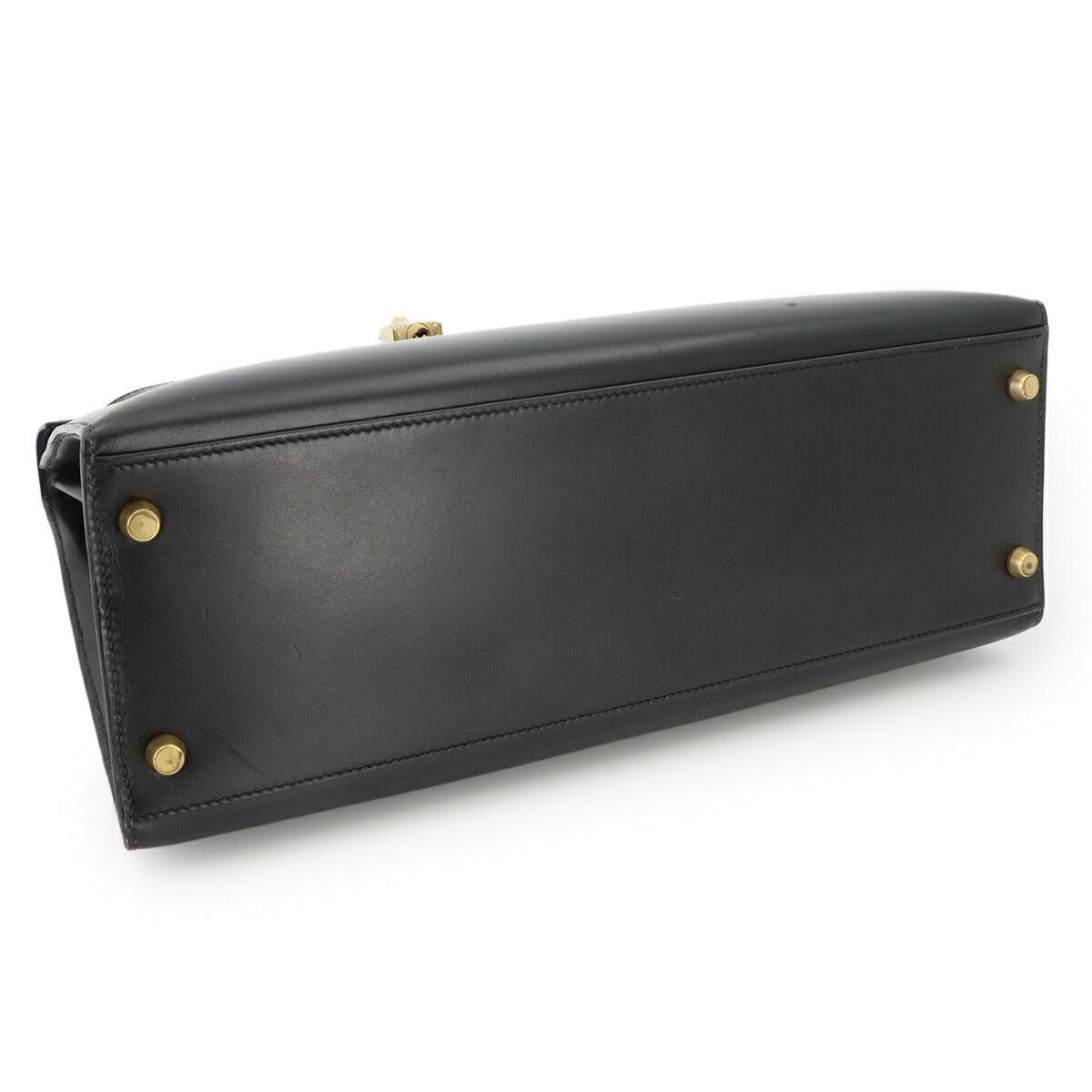 Kelly 32 Box calf Black Hand Bag Vintage Purse