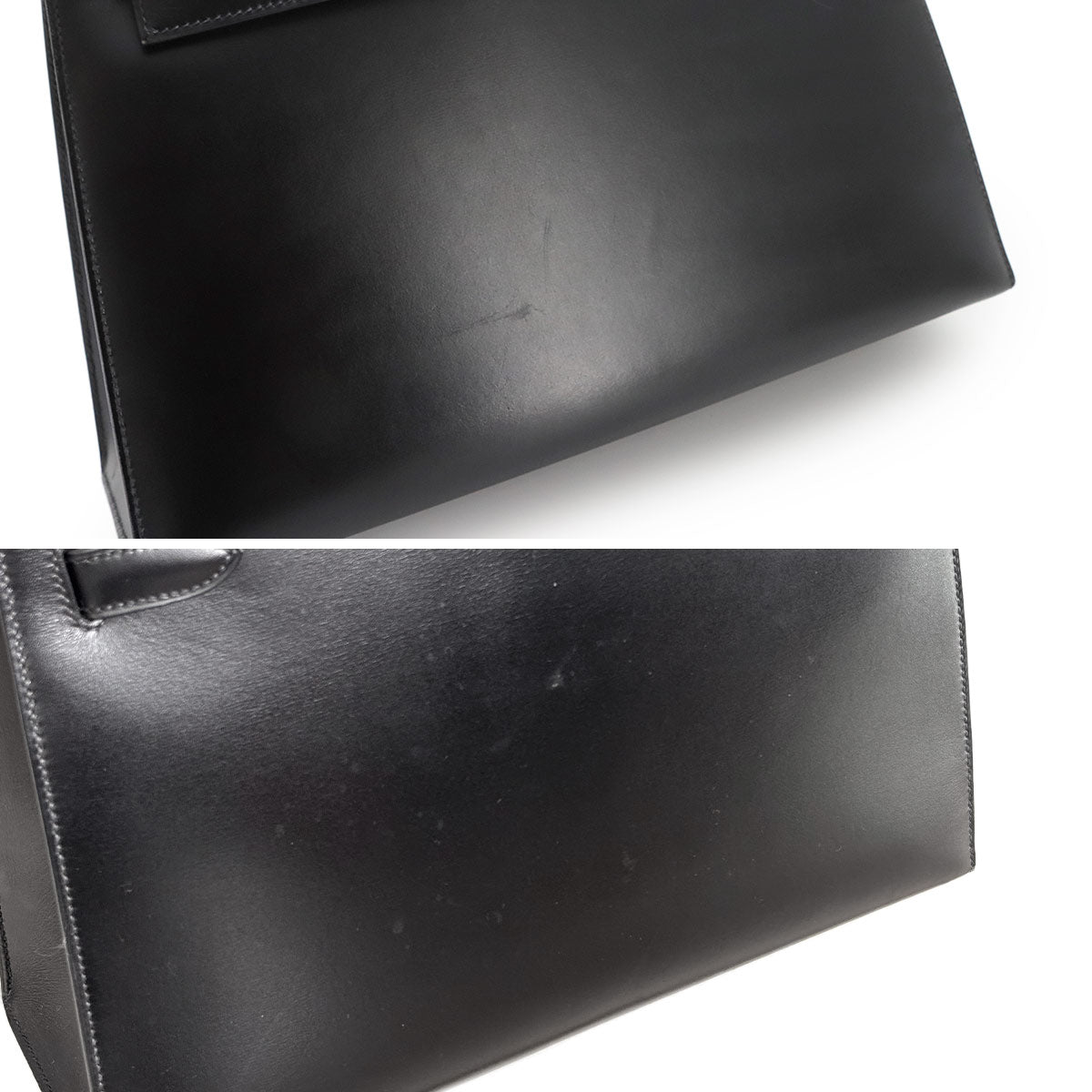 Kelly 32 Box calf Black Hand Bag Vintage Purse