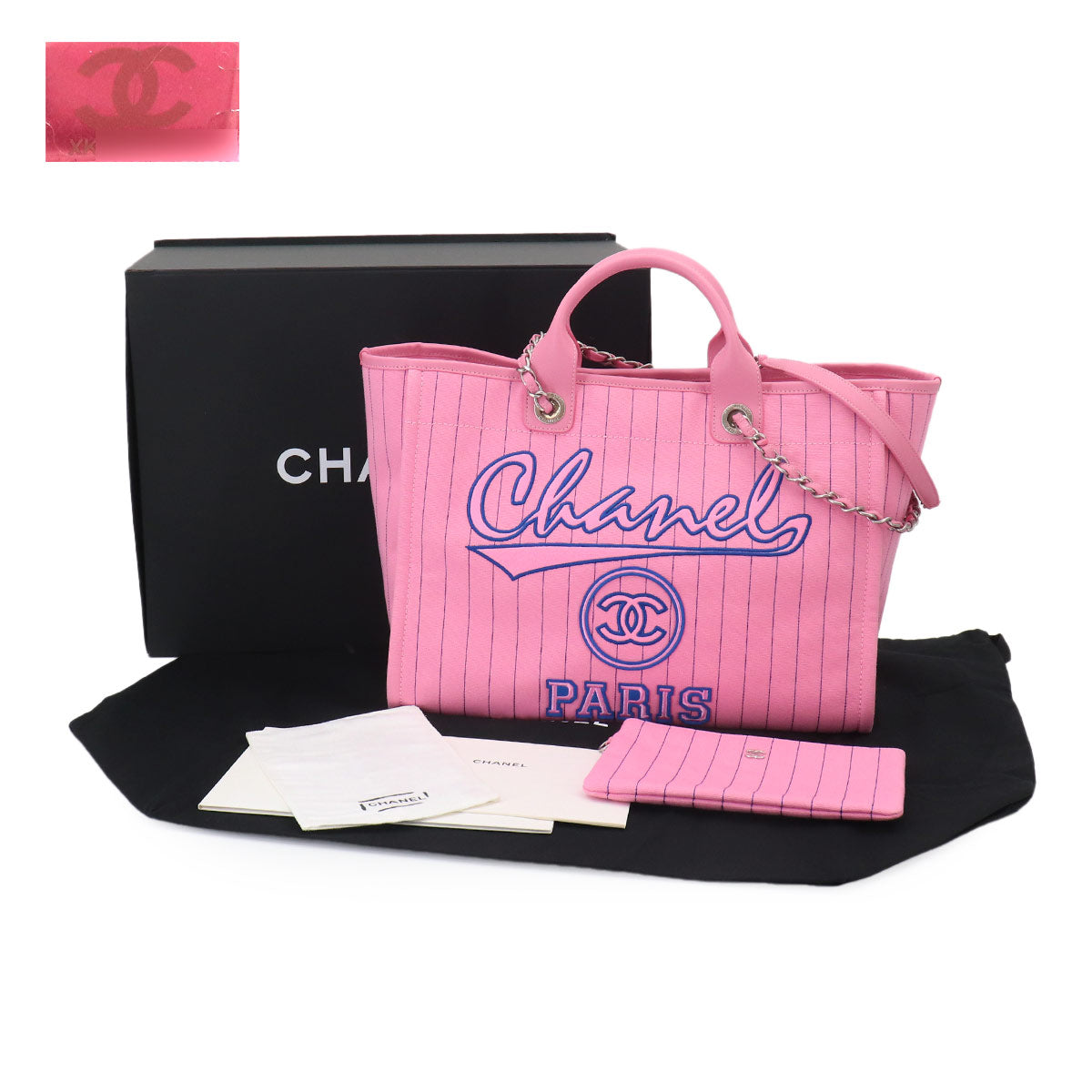 Deauville GM Tote Chain Shoulder Bag Pink Blue A93786
