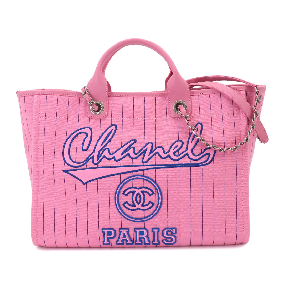 Deauville GM Tote Chain Shoulder Bag Pink Blue A93786