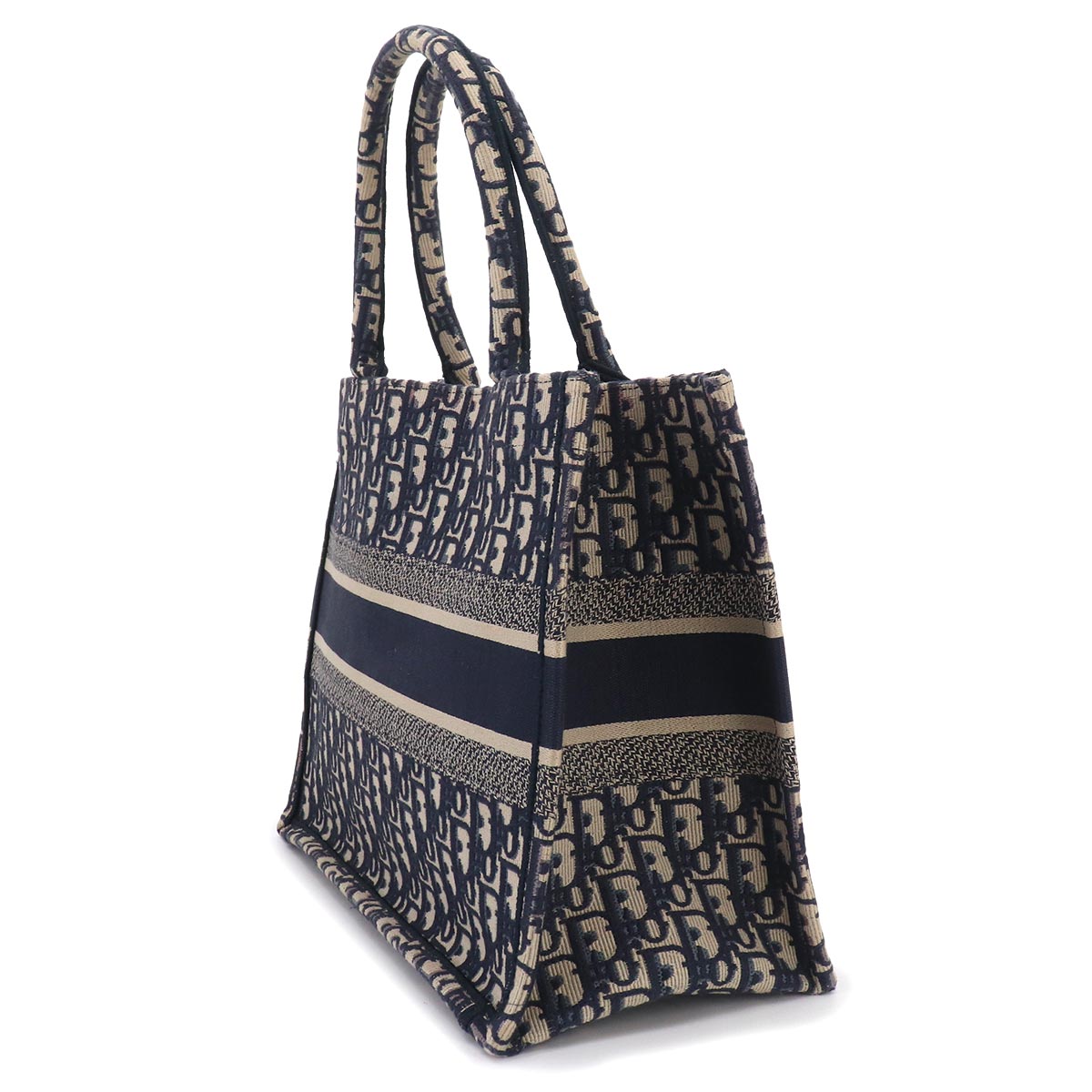 Oblique Book Tote Medium Bag Canvas Navy M1296ZRIW