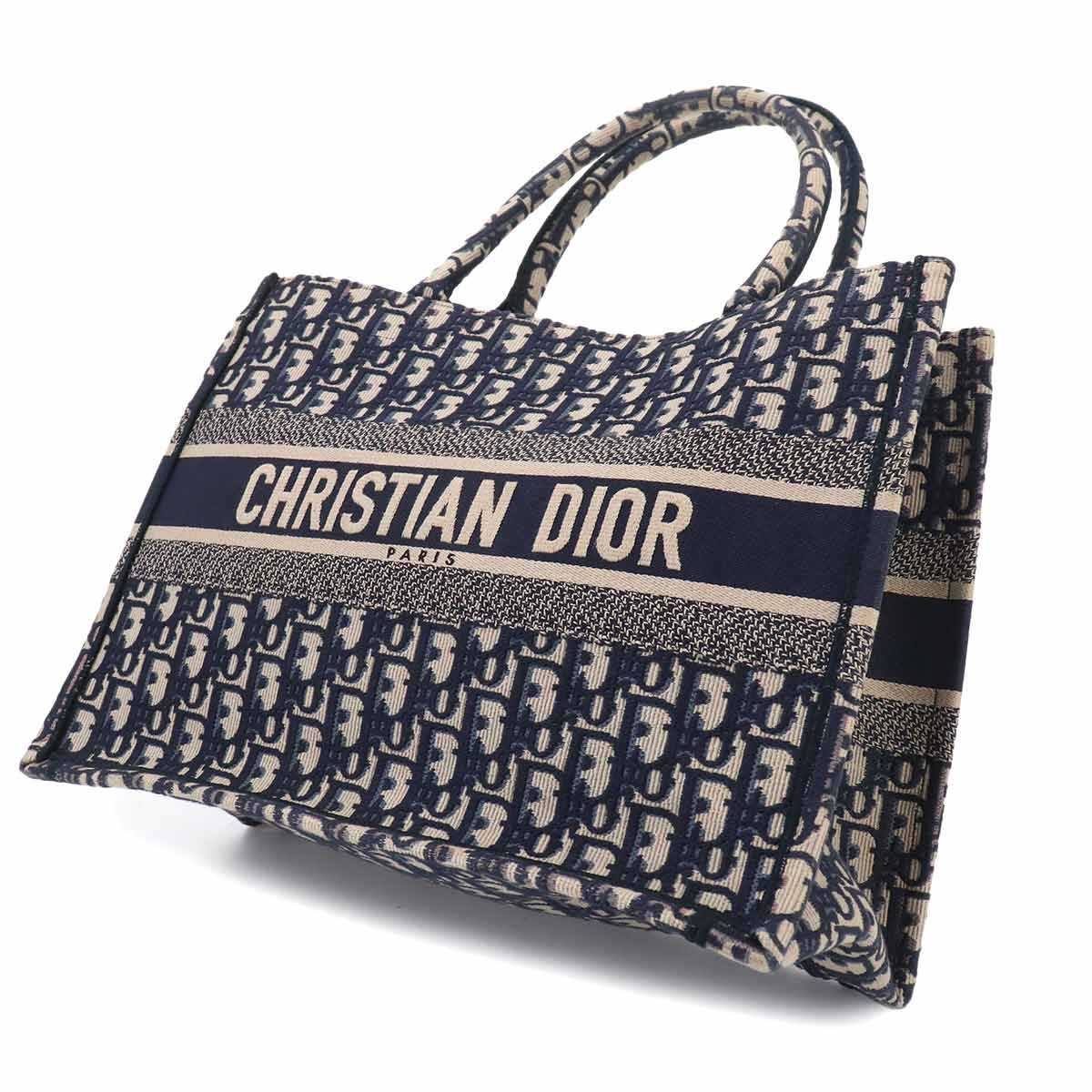 Oblique Book Tote Medium Bag Canvas Navy M1296ZRIW