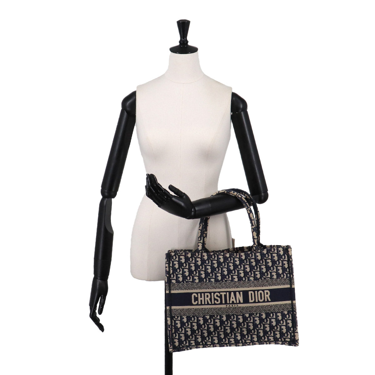 Oblique Book Tote Medium Bag Canvas Navy M1296ZRIW