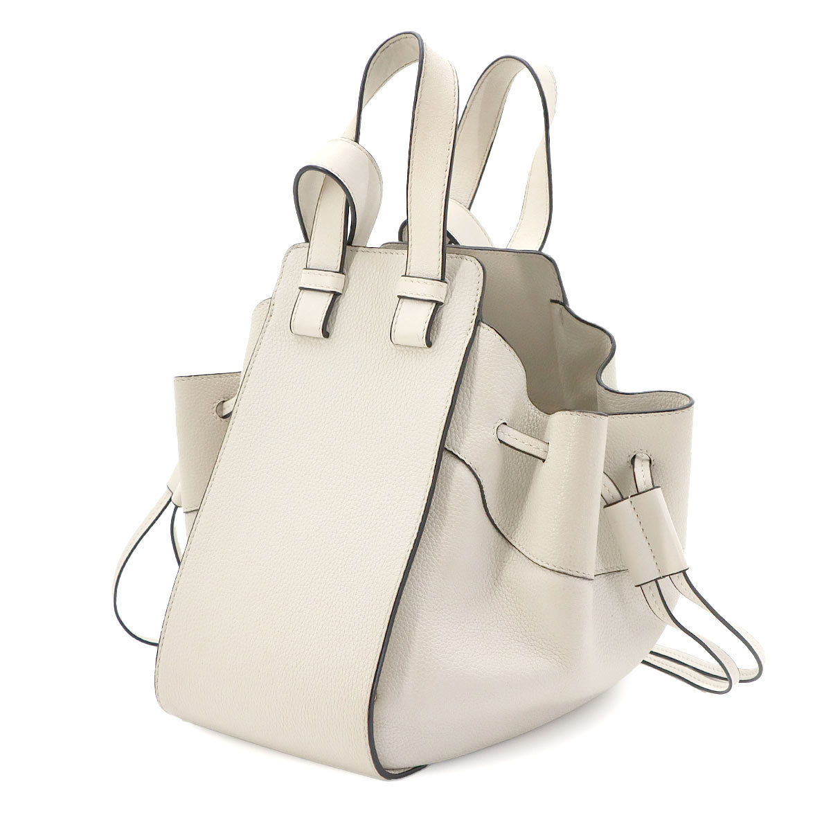 Hammock Drawstring Small Hand Shoulder Bag Leather White