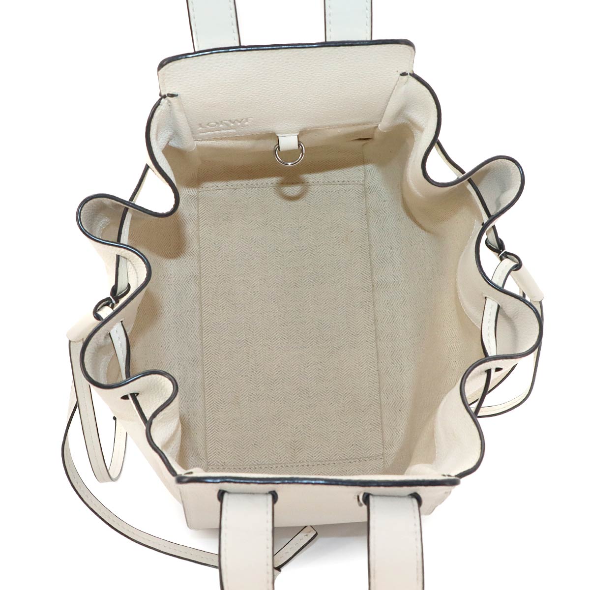 Hammock Drawstring Small Hand Shoulder Bag Leather White