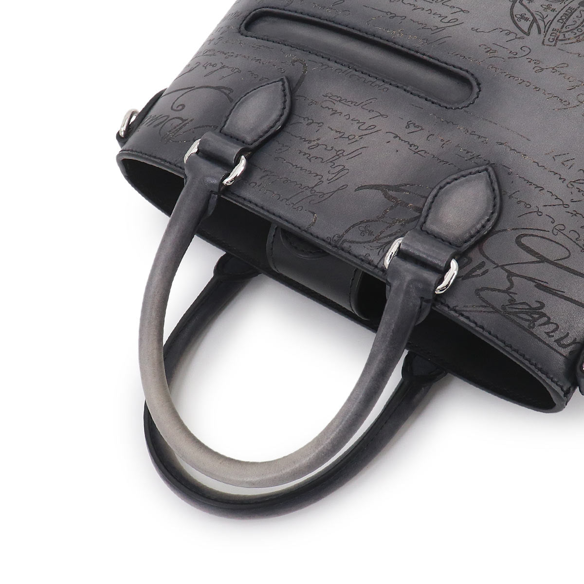 Calligraphy Toujours Gulliver Tote Shoulder Bag Leather Gray