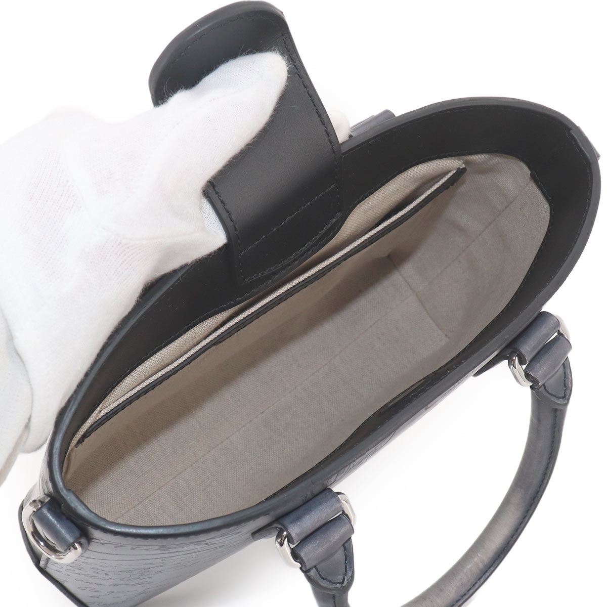 Calligraphy Toujours Gulliver Tote Shoulder Bag Leather Gray