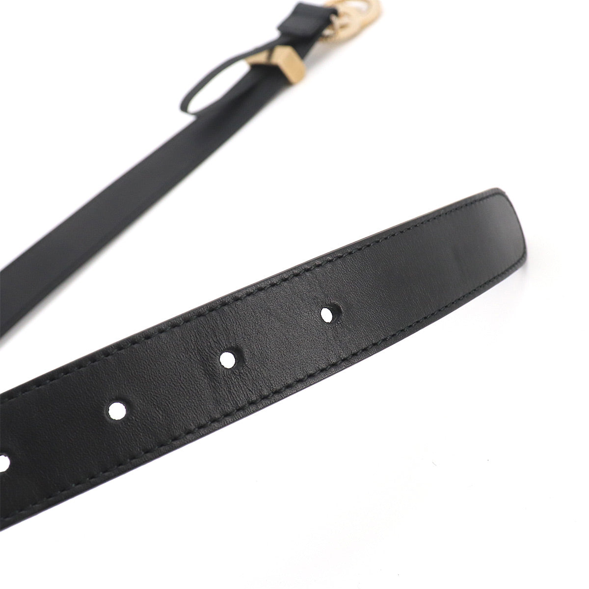 Double G Belt Leather Black 524103 Size 75