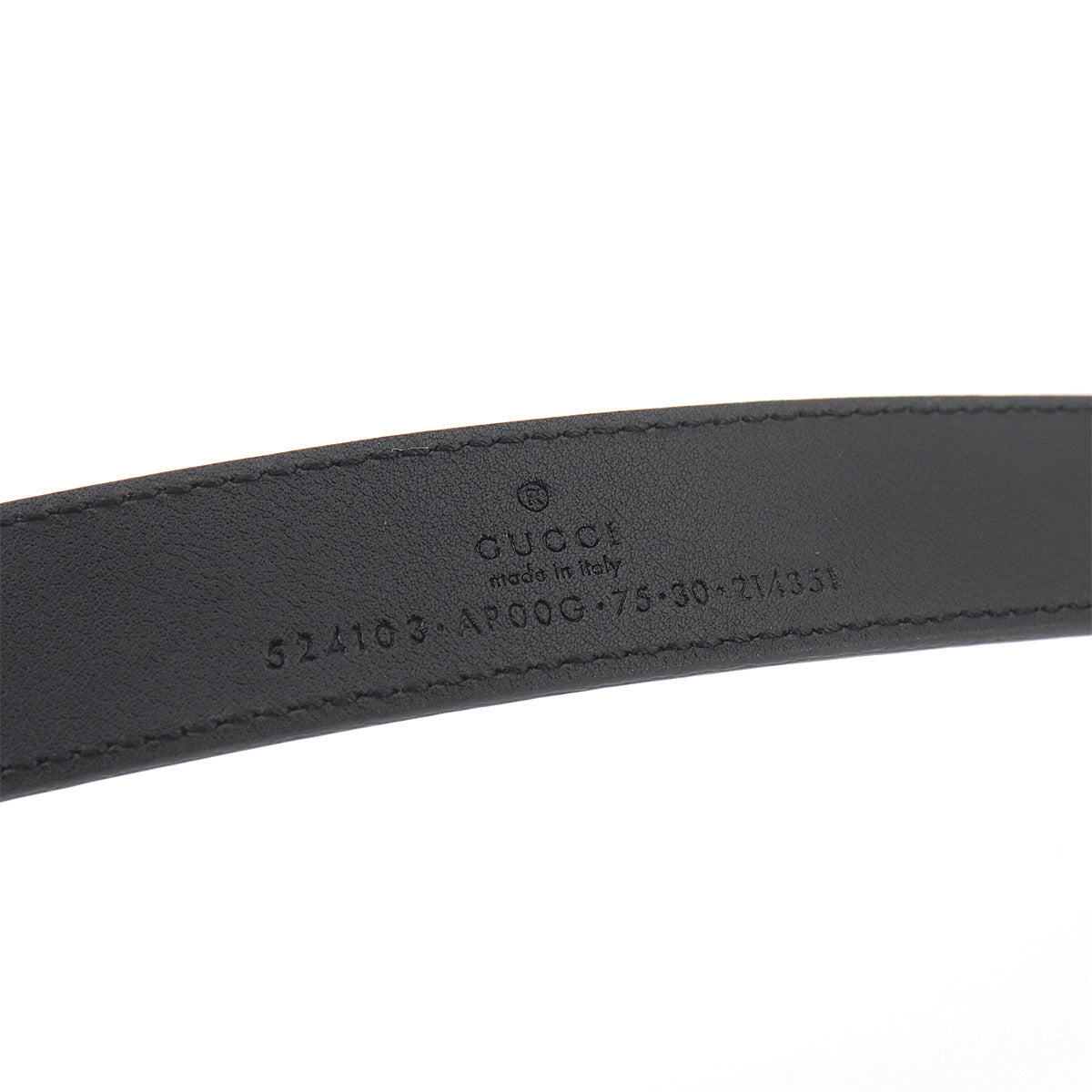 Double G Belt Leather Black 524103 Size 75
