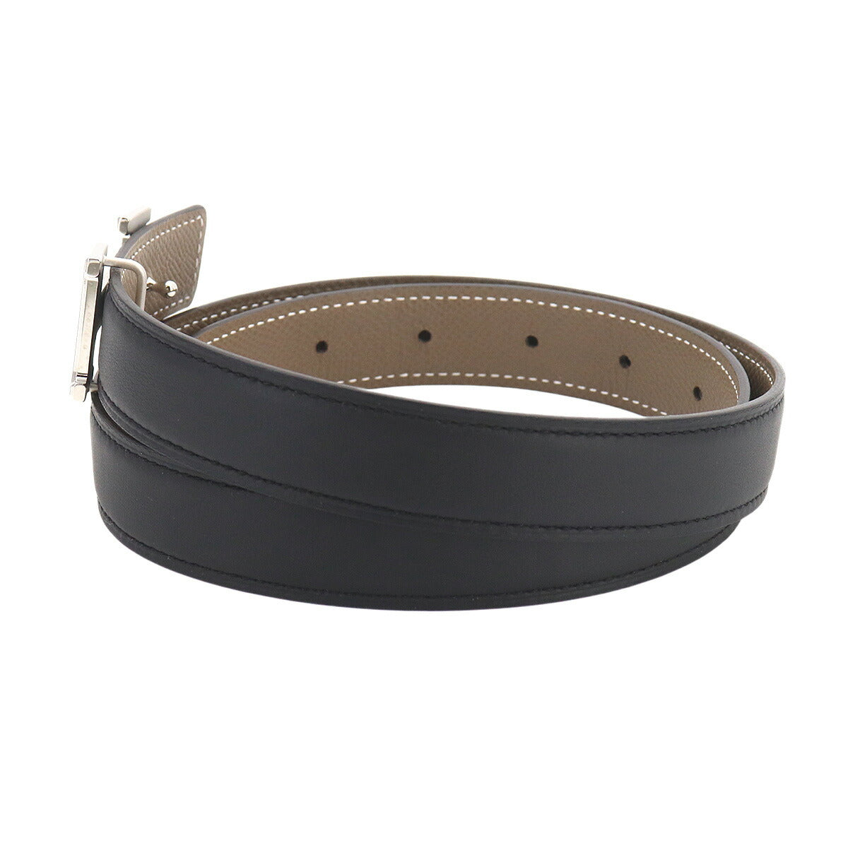 Constance Reversible H Belt Swift Epsom Black Etoupe 75