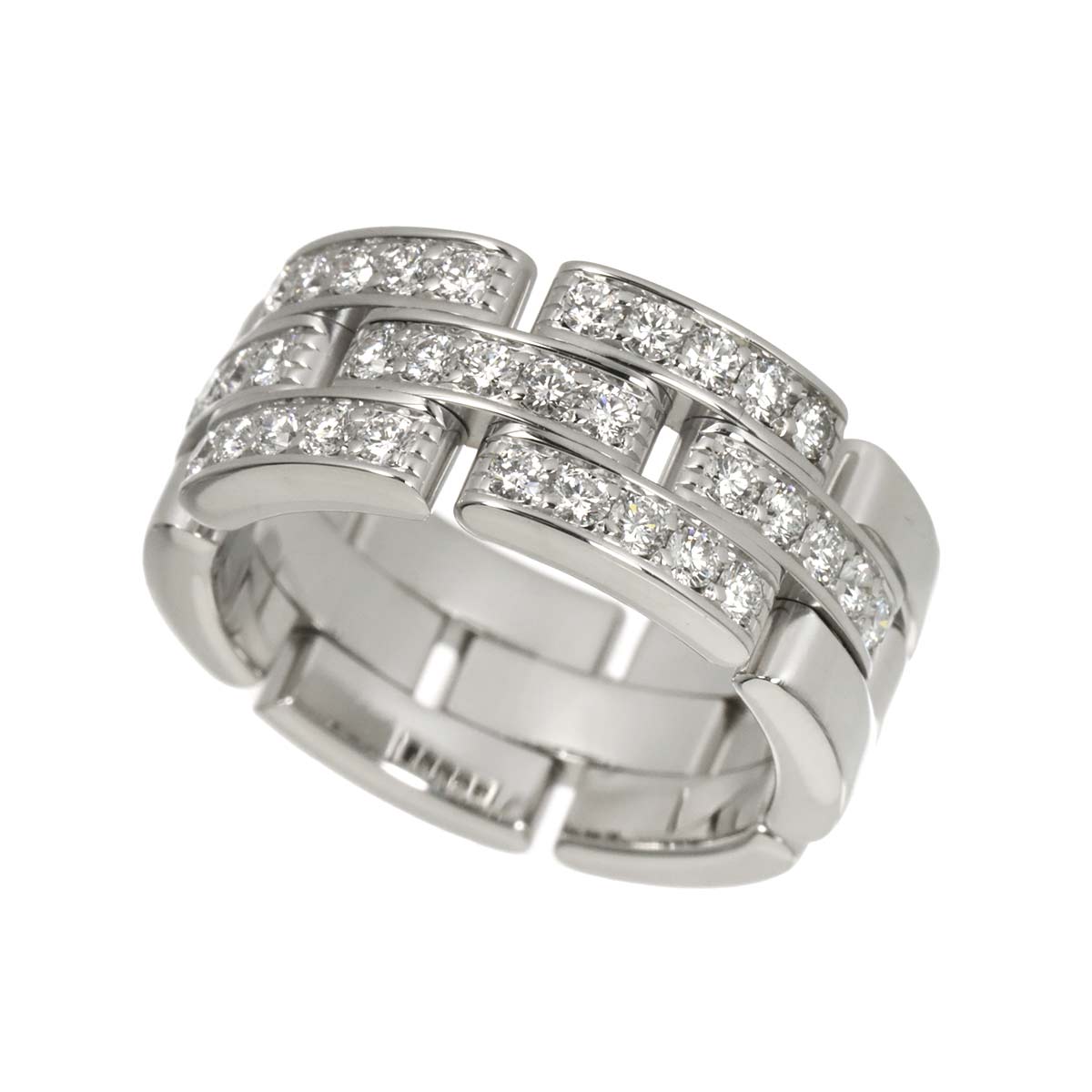 Maillon Panthere Diamond Ring 18K WG 750 Size51 5.25(US)