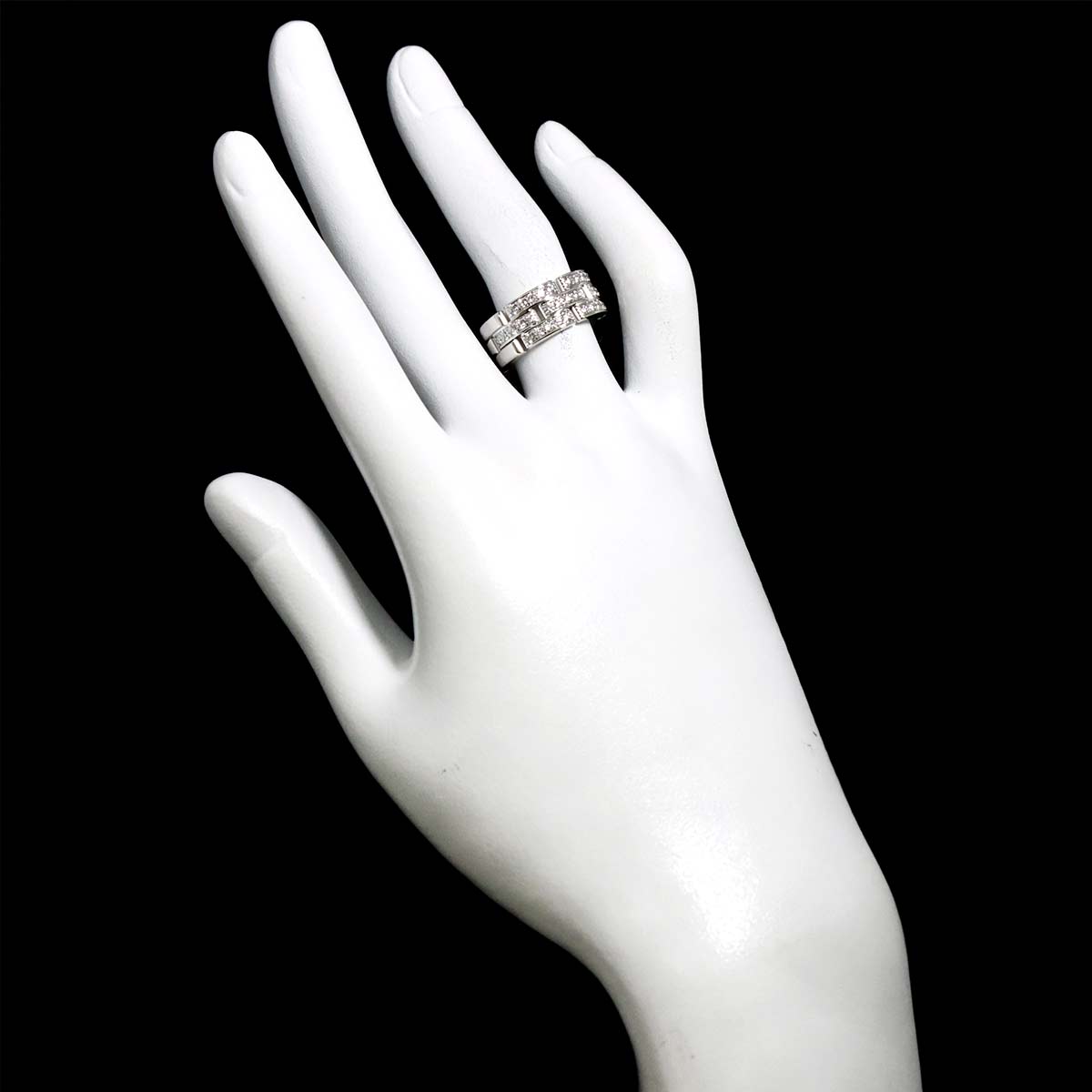 Maillon Panthere Diamond Ring 18K WG 750 Size51 5.25(US)