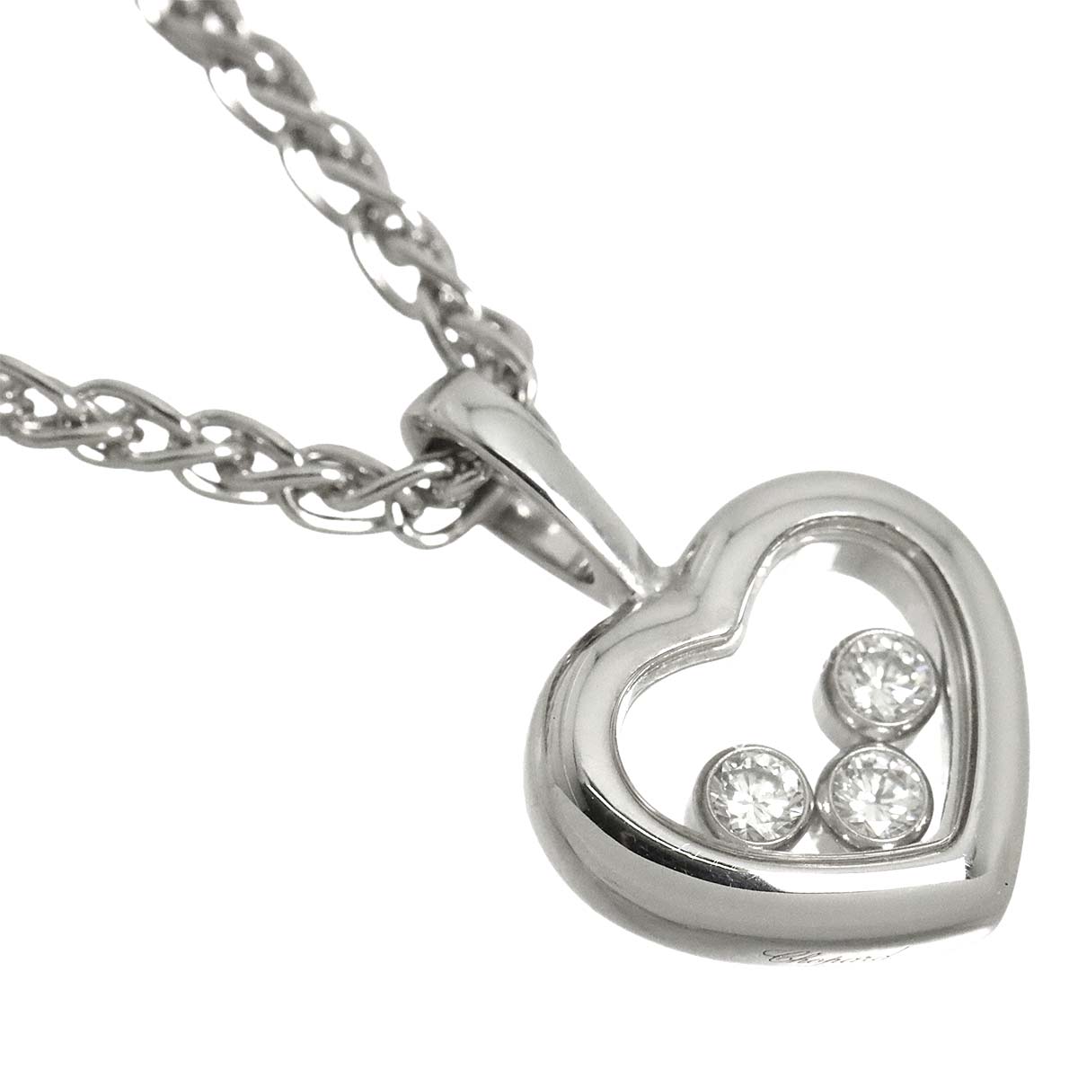 Happy Diamond Heart Necklace 18K White Gold 750