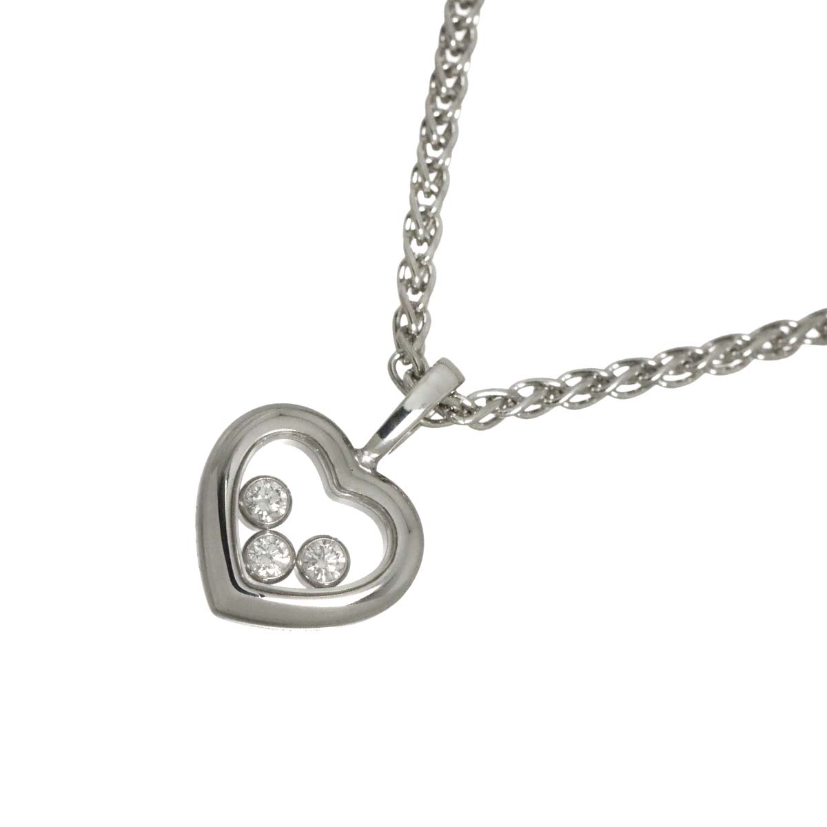 Happy Diamond Heart Necklace 18K White Gold 750