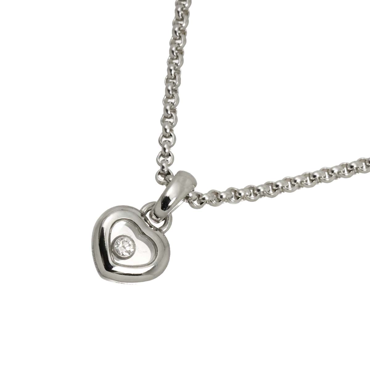 Happy Diamond Heart Necklace 18K White Gold 750