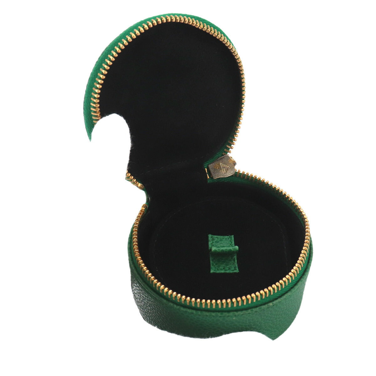 Coco Logos Jewelry Box Pouch Case Leather Green