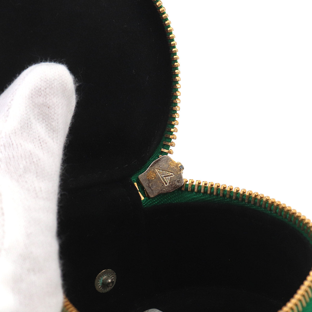 Coco Logos Jewelry Box Pouch Case Leather Green