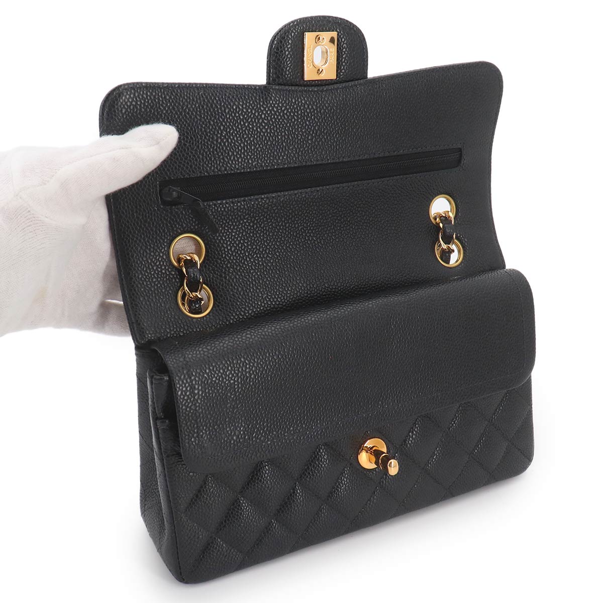 Matelasse 23 Chain Shoulder Bag Leather Black A01113