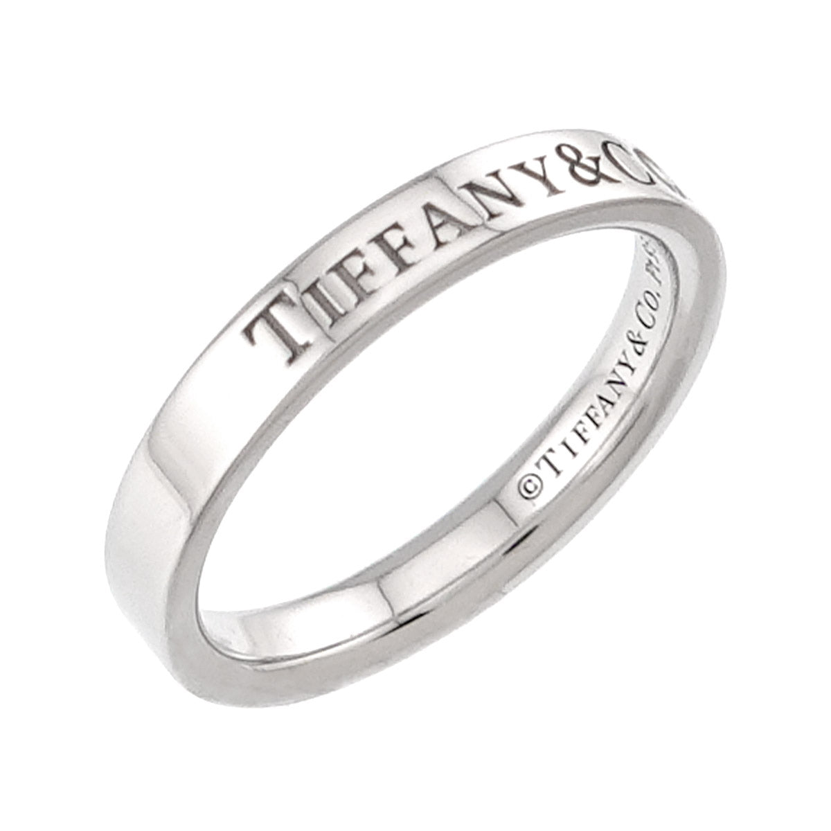 Logo Band Ring Diamond 1P Platinum Size4.5(US)