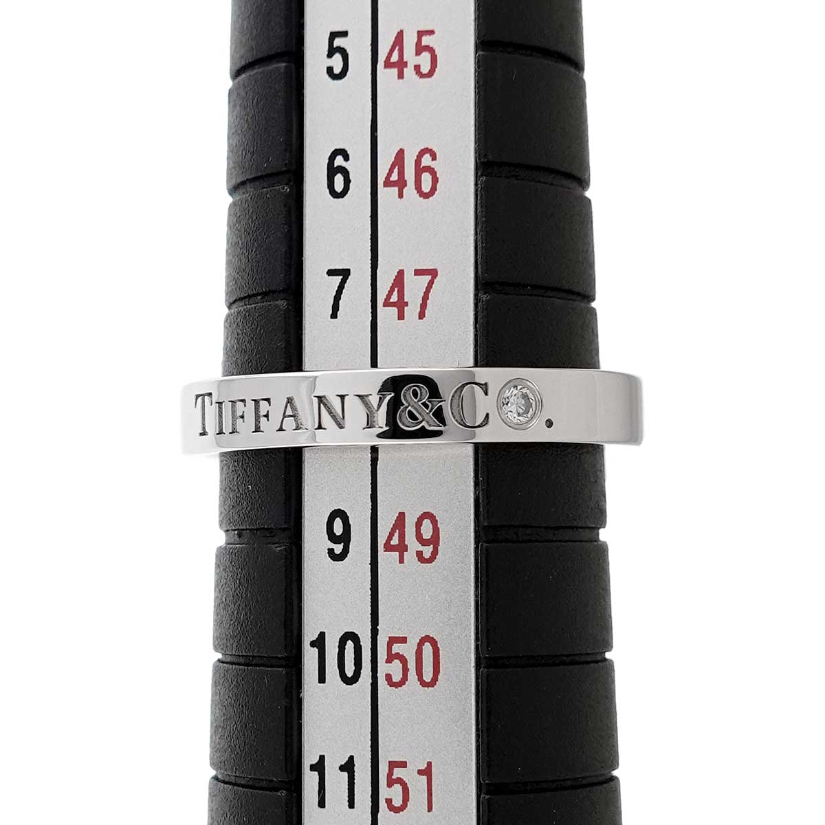 Logo Band Ring Diamond 1P Platinum Size4.5(US)