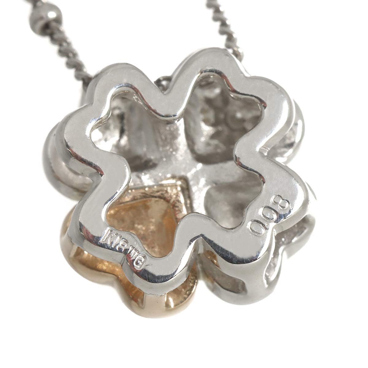 Diamond 0.08ct Necklace 18K White Pink Gold 750