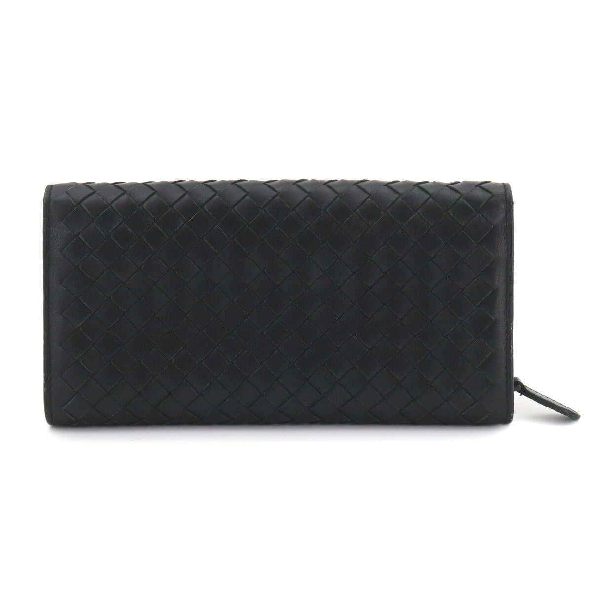 Intrecciato Long Wallet Leather Black Purse