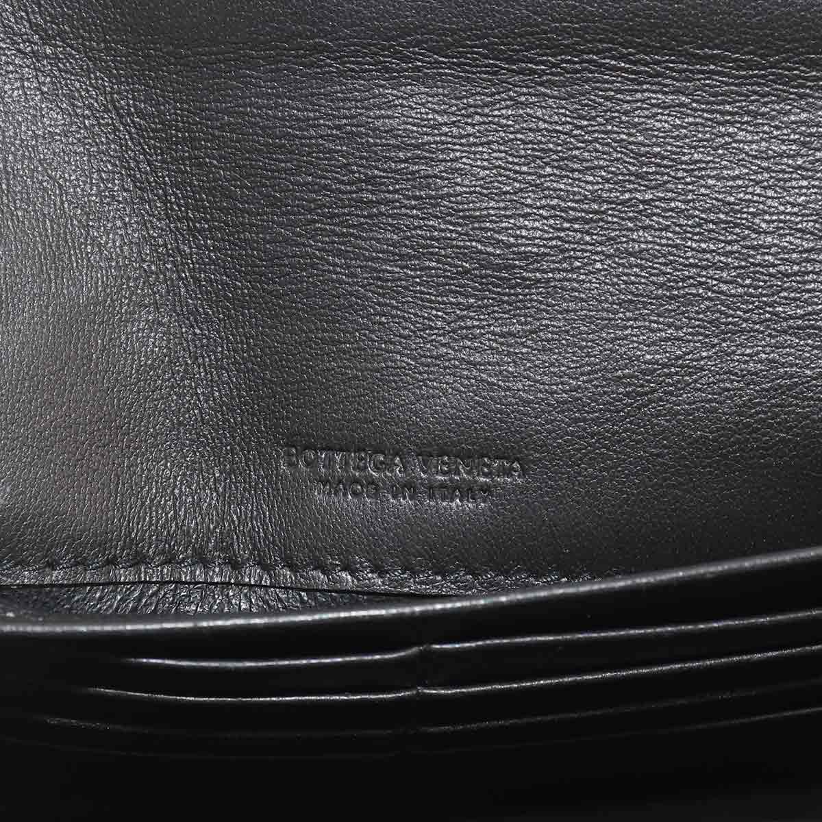 Intrecciato Long Wallet Leather Black Purse