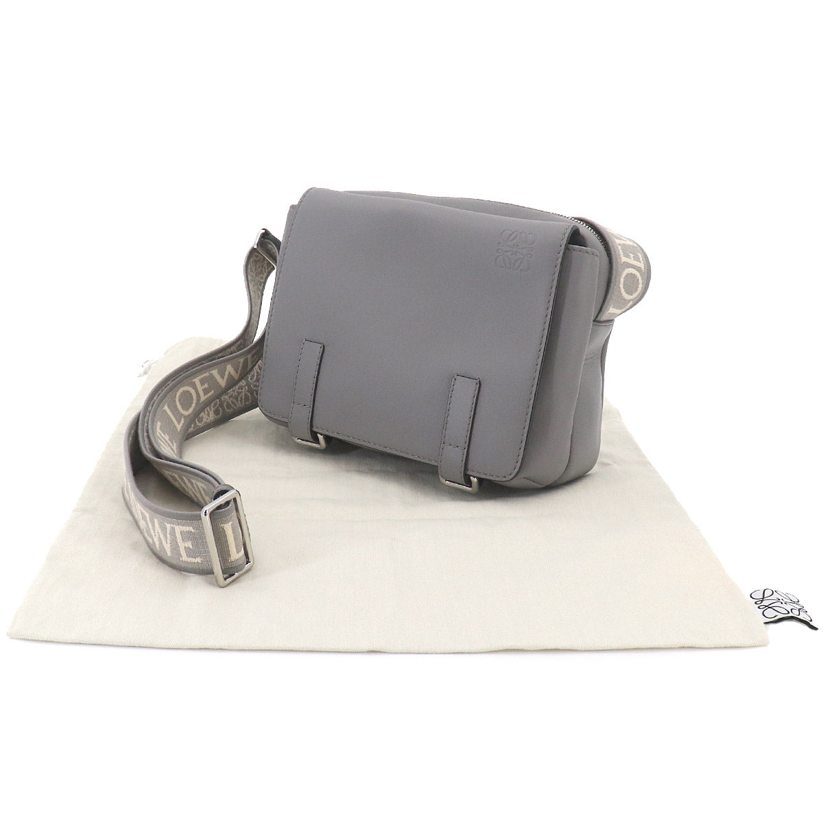 Military Messenger XS Shoulder Bag Leather Gray Purse